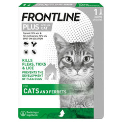 FRONTLINE Plus Flea & Tick Remedy for Cats & Ferrets – Single Pipette Unit