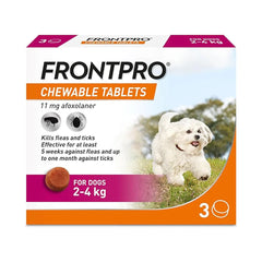 FRONTPRO Chewable Tablets - Flea and Tick Control for Canines 2-4kg - 3 Tablet Pack