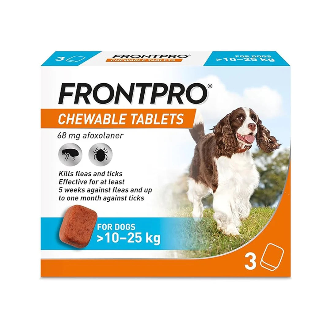FRONTPRO Chewable Tablets - Flea and Tick Control for Canines 10-25kg - 3 Tablet Pack