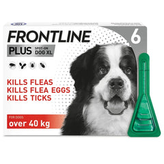 FRONTLINE Plus Flea & Tick Protection for Extra Large Dogs (Over 40kg) – Pack of 6 Pipettes, Vet-Strength Spot-On Solution