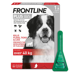 FRONTLINE Plus Flea & Tick Control for Extra Large Dogs (Over 40kg) – Single Pipette, Vet-Strength Formula