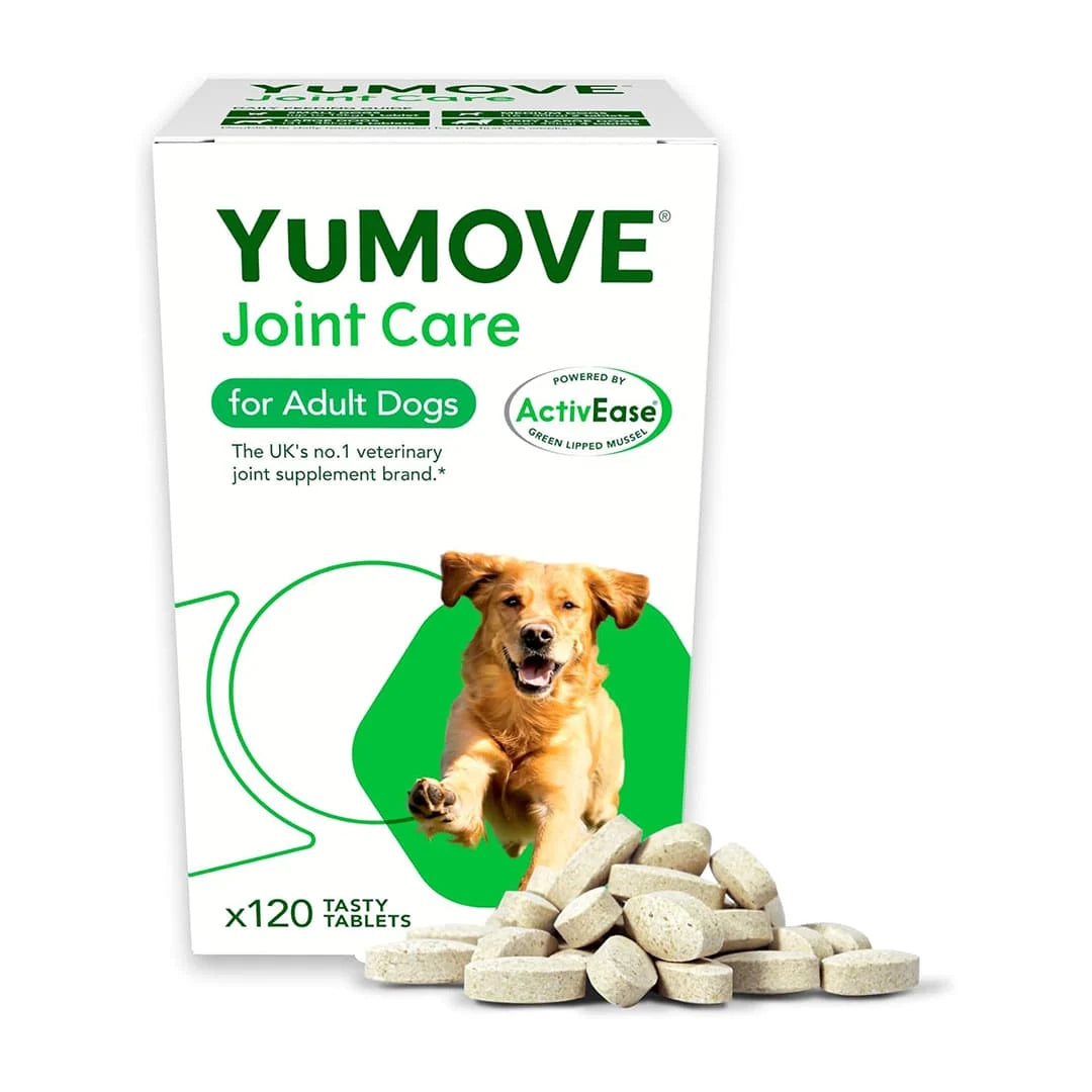 YuMOVE Joint Supplement for Dogs - Higher Strength Joint Care - Essential Hip and Joint Support for Adult Dogs Aged 6 to 8 - 120 Tablets - Eco-Friendly and Letterbox-Ready Packaging