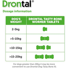 Drontal Tasty Bone Worming Tablet for Dogs – Single Tablet (1 x Tablet)