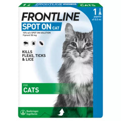 FRONTLINE Spot On Flea & Tick Treatment for Cats – Single Pipette – Kills Fleas in 24 Hours & Ticks – Vet-Strength Formula – Suitable for Cats 1kg+