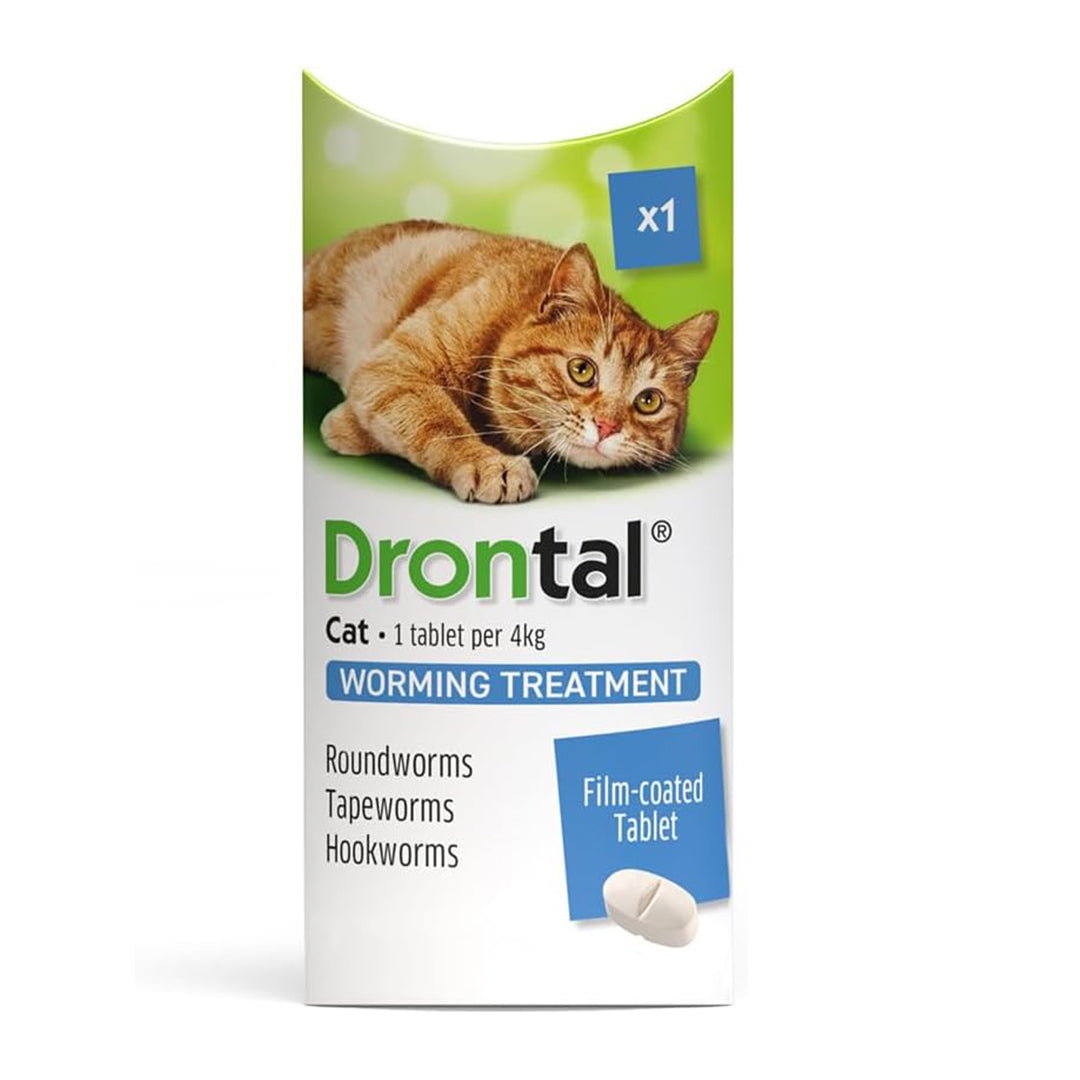 Drontal Wormer Tablet for Small and Medium Cats (Under 4kg) – Single Tablet (1 x Tablet)