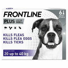 Frontline Plus For Large Dogs (20-40kg) – Pack of 6 Pipettes, Flea & Tick Spot-On Treatment