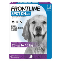 Frontline Spot On Flea & Tick Control for Large Dogs (20-40kg) – Single Pipette, Vet-Strength Treatment