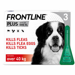 FRONTLINE Plus Flea & Tick Defense for Extra Large Dogs (Over 40kg) – Pack of 3 Pipettes, Vet-Strength Spot-On