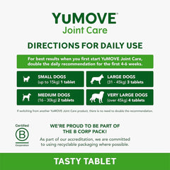 YuMOVE Joint Supplement for Dogs - Higher Strength Joint Care - Essential Hip and Joint Support for Adult Dogs Aged 6 to 8 - 120 Tablets - Eco-Friendly and Letterbox-Ready Packaging