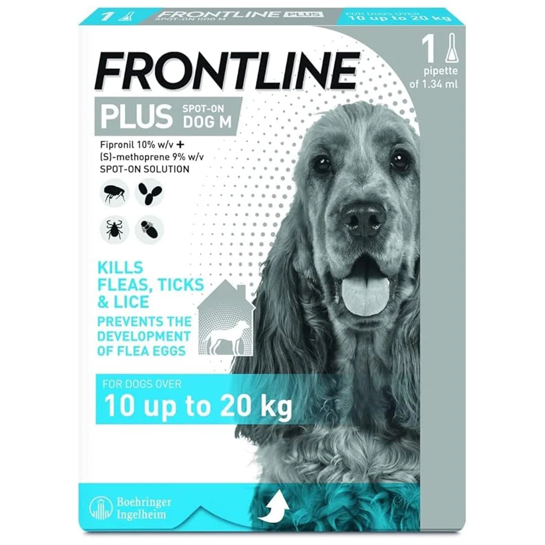 Frontline Plus For Large Dogs (10-20kg) – Single Pipette, Flea & Tick Spot-On Treatment