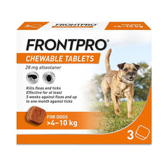 FRONTPRO Chewable Tablets - Flea and Tick Protection for Canines 4-10kg - 3 Tablet Pack