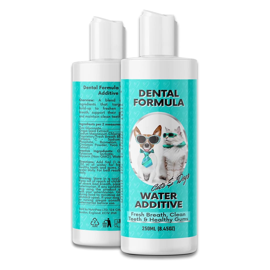 NutriPaw Dental Water Additive for Dogs & Cats – Clean Teeth, Healthy Gums & Fresh Breath – Reduces Plaque & Tartar – No Brushing Needed – Odourless & Tasteless