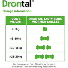 Drontal Tasty Bone Wormer Tablets for Small and Medium Dogs (2 to 20kg) – Pack of 2 Tablets
