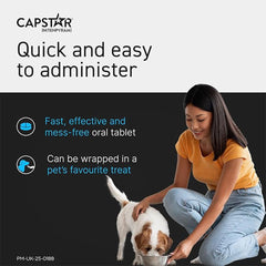 Capstar Fast-Acting Flea Tablet for Cats & Small Dogs (1kg–11kg) – Kills Adult Fleas in 6 Hours – Starts Working in 15–30 Minutes – Single Tablet