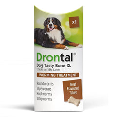 Drontal Tasty Bone XL Wormer Tablets for Large Dogs (Over 20kg) – Single Tablet (1 x Tablet)