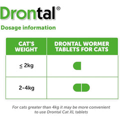 Drontal Wormer Tablet for Small and Medium Cats (Under 4kg) – Single Tablet (1 x Tablet)