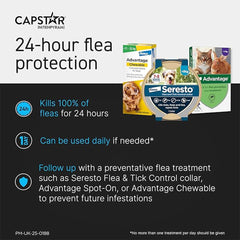 Capstar Fast-Acting Flea Tablet for Cats & Small Dogs (1kg–11kg) – Kills Adult Fleas in 6 Hours – Starts Working in 15–30 Minutes – Single Tablet