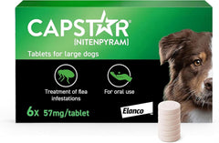 Capstar Fast-Acting Flea Tablets for Large Dogs (11kg–57kg) – Kills Adult Fleas in 6 Hours – Starts Working in 15–30 Minutes – Pack of 6 Tablets (6 x 57 mg)