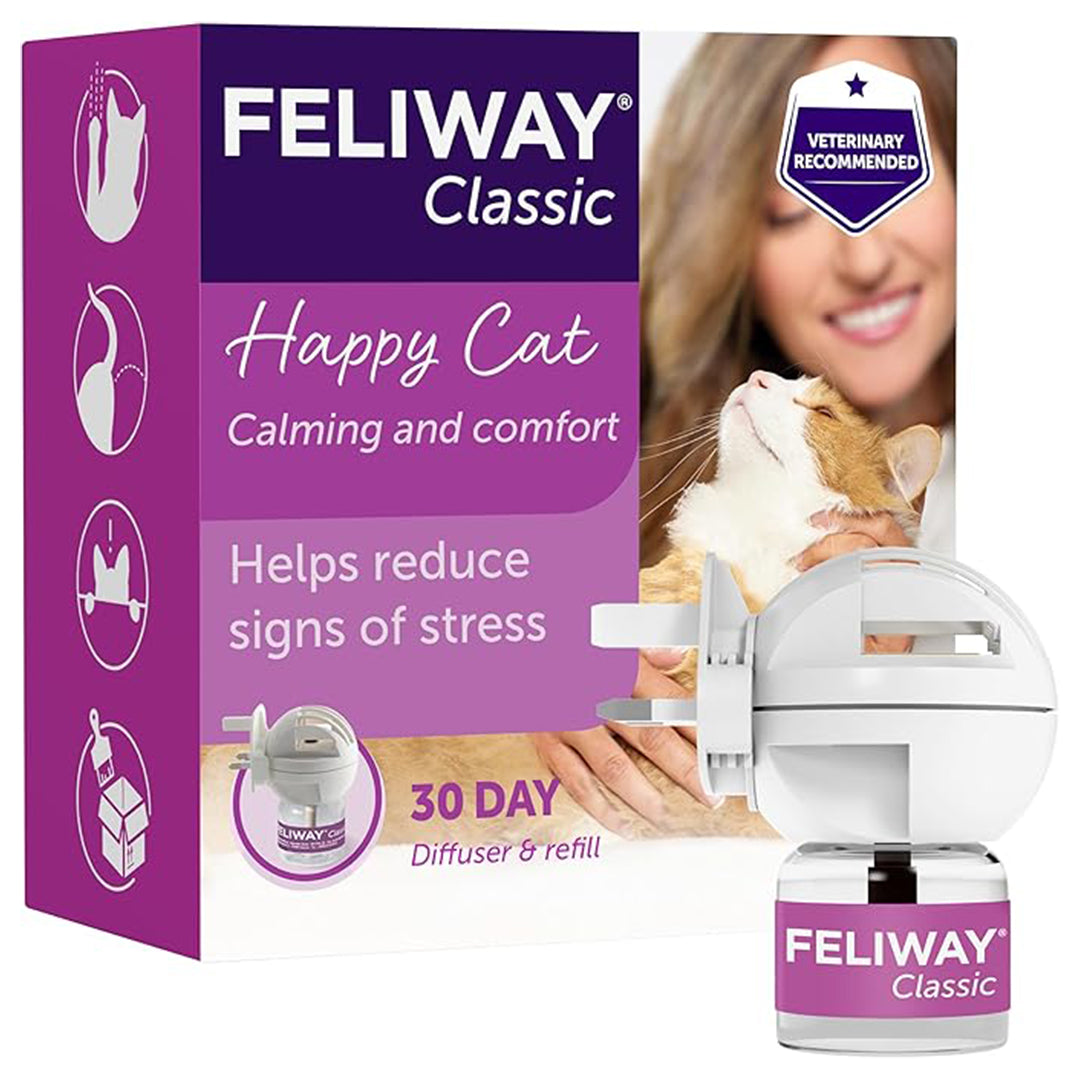 FELIWAY Classic 30-Day Cat Calming Plug-In Pheromone Diffuser Starter Kit (48ml) – Reduces Stress, Scratching & Spraying – Veterinary Recommended – Clinically Proven – Covers Up to 70m²