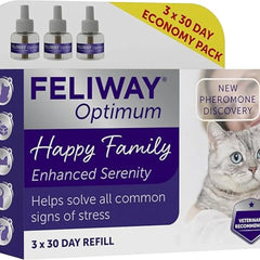 FELIWAY Optimum 30-Day Cat Calming Refills for Pheromone Diffuser – Pack of 3 Refills (3 x 48ml) – Reduces Stress, Scratching & Spraying – Veterinary Recommended – Drug-Free – Clinically Proven
